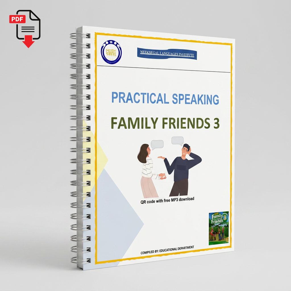 جزوه PDF سوالات کاربردی مکالمه زبان انگلیسی Family and Friends 3 (به همراه فایل صوتی)